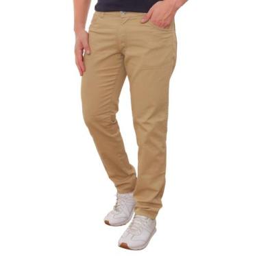 Imagem de Calça Masculina Bege Claro Modelo Skinny Premium Casual - Estilo Renov