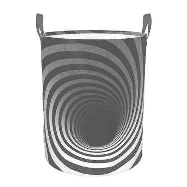 Imagem de Cesto de lavanderia em espiral preto e branco, dobrável, impermeável, cesto de armazenamento de roupas com alças, pano Oxford, organizador de brinquedos, cesta para banheiro, lavanderia, quarto