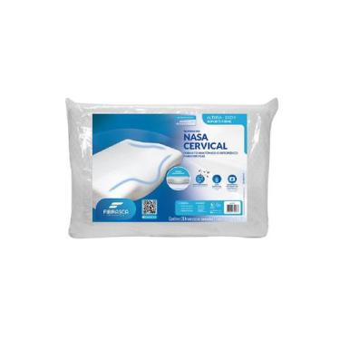 Imagem de Travesseiro Nasa Cervical Anatomico Ortopedico Fibrasca Cor Branco