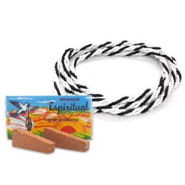 Imagem de Kit Espiritual Brajá Preto Branco 3 Fios + Defumador Limpeza - Flash
