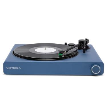 Imagem de Victrola Stream Onyx toca-discos de vinil de 33-1/3 e 45 RPM, funciona com Sonos sem fio, cartucho magnético de alta precisão, semiautomático, várias conexões, acabamento azul
