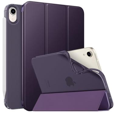 Imagem de Moko Capa para iPad Mini 7 (A17 Pro) 2024, iPad Mini 6ª geração 2021 (8,3 polegadas), iPad Mini 6, capa traseira fosca translúcida de TPU macio para iPad Mini 7th, roxo escuro
