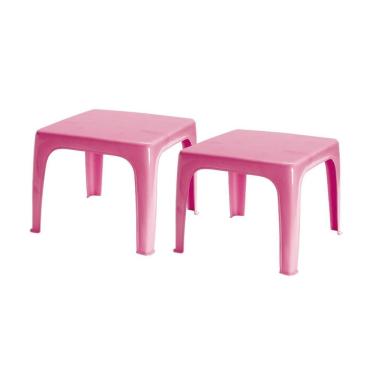 Imagem de Kit 2 Mesinha Mesa Kids Infantil Rosa 46X38 Cm Plástica