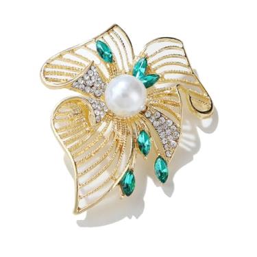 Imagem de Broche de pérola de flor exclusivo para mulheres broche de lapela de strass elegante vestido chamativo cachecóis clipe de xaile roupas bolsas decoração joias