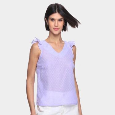 Imagem de Regata Dom Fashion Decote V Transparente Feminina, Lilás, P