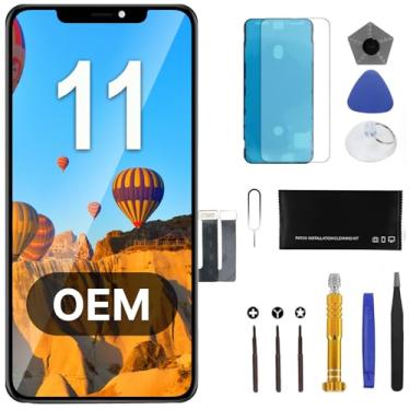 Imagem de LW Tela de substituição original OEM para iPhone11 15.5 cm digitalizador LCD com kit de reparo completo ferramentas de reparo protetor de vidro temperado à prova d'água A2111 A2221 A2223