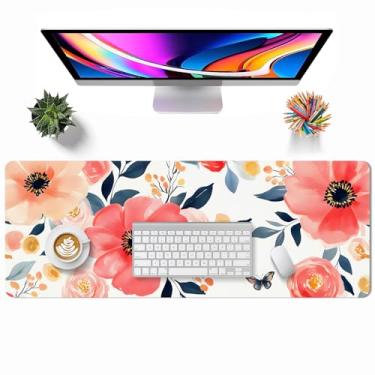 Imagem de Tapete de mouse grande para jogos – protetor de mesa de couro para mousepad estendido (flor)