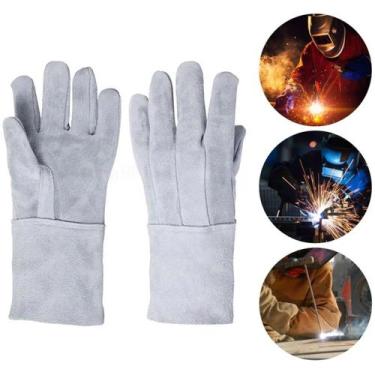 Imagem de Luva de Raspa em Couro Punho 15 Proteção Individual EPI Segurança do T