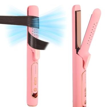 Imagem de PFUM Alisador De Cabelo E Modelador Cachos Pro 360° Airflow 2 Em 1 - Plano Titânio Para Duradouros, Estilos Lisos, Voltagem Dupla Temperatura Ajustável Com Ar Resfriamento