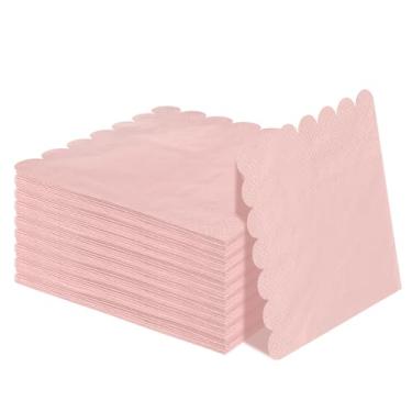 Imagem de 50 guardanapos rosa claro de 3 camadas, descartáveis, dobrados, 13 x 12 cm, guardanapos de papel para jantar, casamento, festa de aniversário, guardanapos de sobremesa rosa