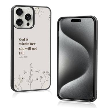 Imagem de Axulimin [God is Within Her She Will Not Fail Psalm] Bíblia cristã feminina preta capa de telefone para iPhone 15 Pro Max (6,7 polegadas)