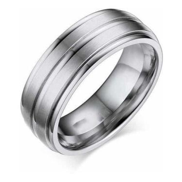 Imagem de Anel Aliança Masculino Titânio 8mm Escovado Anatômico - Judith Joias, 