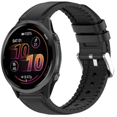 Imagem de Compatível com pulseiras Garmin Forerunner 570, 20 mm, 22 mm, pulseiras de substituição respiráveis de couro e silicone compatíveis com Garmin Forerunner 570 42 mm, 47 mm, Forerunner 55, 165, 245, 255