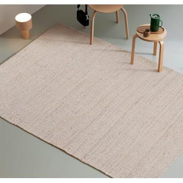 Imagem de Savi Home Tapete de juta de algodão 1,88 m x 2,5 m – Tapete de área de juta de algodão macio tecido à mão, decoração natural de casa de fazenda para sala de estar, tapete rústico vintage estilo boho