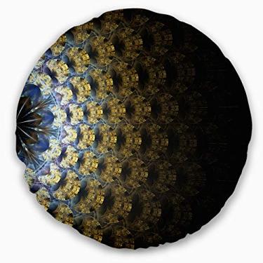 Imagem de Design simétrico ouro fractal flor abstrata sala de estar, sofá, almofada de alta qualidade + capa de almofada impressa em ambos os lados 50 cm