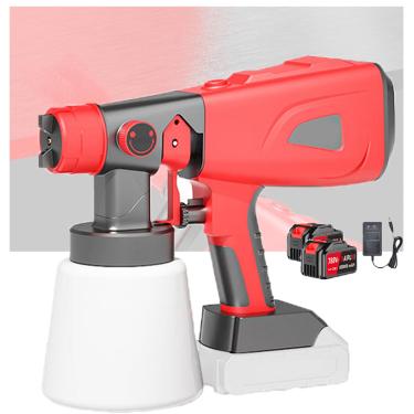 Imagem de Pulverizador de tinta elétrico, 800 ml, alimentado por bateria, bico totalmente de cobre, cabo antiderrapante com 4 bicos, 3 modos de pulverização