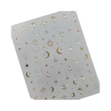 Imagem de Adesivos De Unhas Bronzeados 5D Coreanos, Ouro, Prata, Estrela, Lua, L
