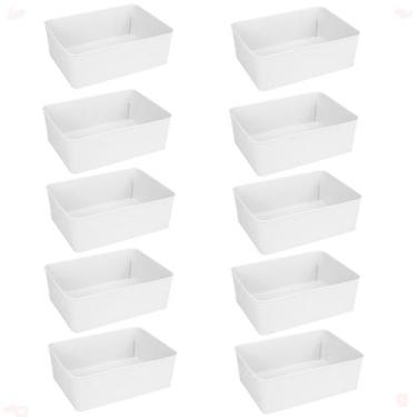 Imagem de Kit 10 Cesto Multiuso Decorativo Branco 19x13,5x6,5Cm - 123 Organizei