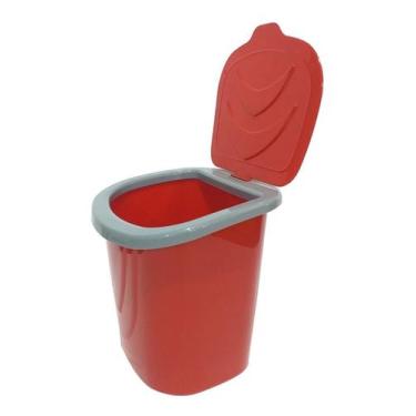 Imagem de Lixeira Para Pia 3 Litros Vermelho Com Tampa 20x19 Cm Keita