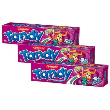 Imagem de Kit 3 Gel Dental Infantil Tandy com Flúor Ativo Sabor Uvaventura 50g