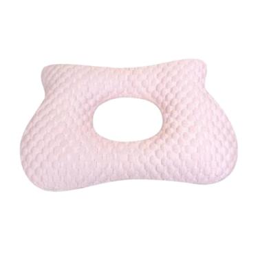 Imagem de WeiLaiKeQi Travesseiro para furar orelhas para crianças que dormem de lado, protetor auricular de suporte macio, ideal para viagens, roupa de cama, Rosa 34cmx24cmx6cm