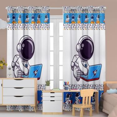 Imagem de Cortina Infantil Estampada, 3,00x2,20m, 2 Folhas, Poliéster, para Quarto, Sala, Decorativa (ASTRONAUTA)