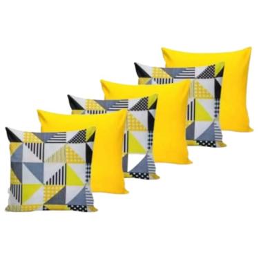 Imagem de KTI COM 6 ALMOFADAS CHEIAS COM ENCHIMENTOS PARA QUARTO SALA OU SOFÁ(GEO JAVA AMARELOcAMARELO)