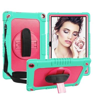 Imagem de Hoibon Capa resistente para Walmart Onn 10.1 Gen 3 2022, alça de ombro embutida, suporte giratório de 360°, capa protetora à prova de choque para Walmart Onn 10.1 3ª geração 2022 (100071485) (verde