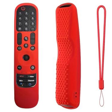 Imagem de MRSVI Capa de silicone para MR24GA/MR21GA/MR22GN/MR23GA, capa protetora compatível com LG Magic TV C2 C3 G3 OLED controle remoto Slicone com cordão (azul brilhante) (vermelho)