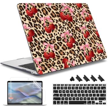 Imagem de May Chen Capa compatível com MacBook Air de 13 polegadas (modelos A1369 e A1466, versão mais antiga 2010-2017), capa rígida de plástico com capa de teclado e protetor de tela, cereja e chita