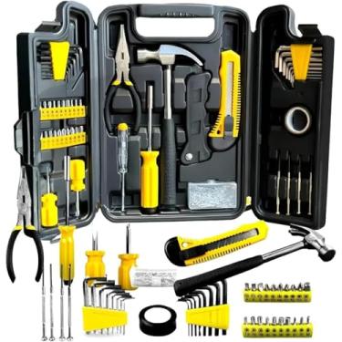 Imagem de Kit Ferramentas 200 Peças com Maleta Preta – Profissional e Doméstico, Completo com Martelo, Estilete, Bits, Chaves, Fixadores e Mais – Aço Carbono e PP