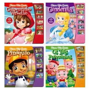 Imagem de Kit com 4 Livros Sonoros Contos Clássicos Narração De História - BLU E