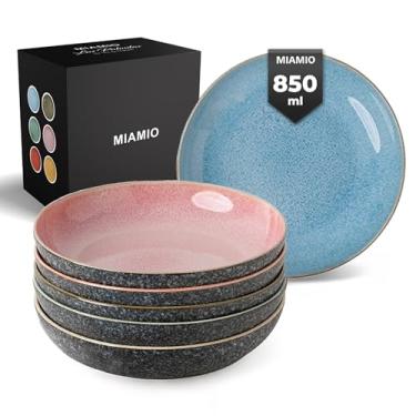 Imagem de MIAMIO - Conjunto de 6 pratos de sopa/tigelas de macarrão, tigelas coloridas para macarrão, salada, sopa, espaguete/micro-ondas e tigelas para lava-louças - Coleção Las Palmitas