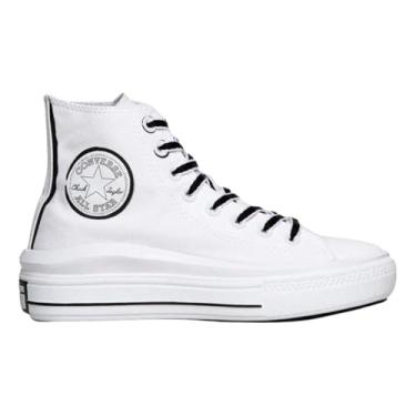 Imagem de Tênis Converse All Star Move Plataforma Hi - Cano Médio, Confortável, Versátil, Original e Ideal para o Dia a Dia (Branco/Preto, BR, Adulto, Numérico, 37)