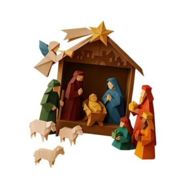 Imagem de Fenteer Kit de Presépio de Papel para Decoração de Casa, Decoração de Natal, Kit de Presépio de Papel Dobrável para Celebrações em Sala de Aula e Ambientes, Style a