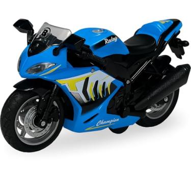 Imagem de Moto De Brinquedo Infantil Colorido Com Luz E Som (Azul)