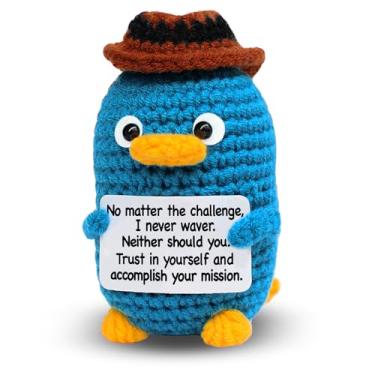 Imagem de Mini Positive Platypus Birthday Gifts for Men Women, Handmade Inspirational Emotional Support Crochet Plush, Cute Cheer Up Christmas Birthday Gifts for Women Men Friends Sisters Coworker