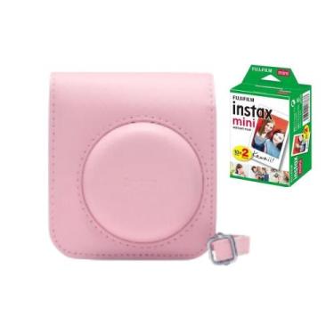 Imagem de Bolsa Estojo Para Instax Mini 12 Com 20 Fotos Cor Rosa