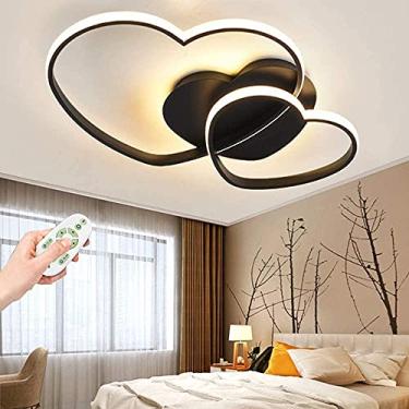 Imagem de Luminária de teto LED Love Heart Design regulável com controle remoto, abajur de acrílico, decoração, luzes pendentes para quarto infantil e lustre de quarto 50 cm preto