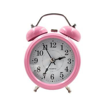 Imagem de Relógio Despertador Bem Alto Modelo Antigo 2 Sinos Metal Vintage(Rosa)