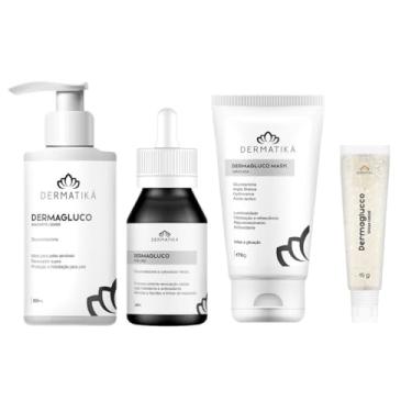 Imagem de Kit Derma Gluco Dermatiká – Limpeza, Hidratação e Renovação Facial | Para Peles Sensíveis e Delicadas | Ação Calmante e Antioxidante – 4 Itens Profissionais