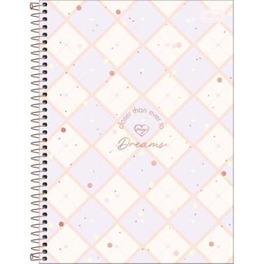 Imagem de Tilibra - Caderno Espiral Capa Dura Universitário 10 Matérias Soho 160 Folhas - Fundo Xadrez Lilas Coraçao