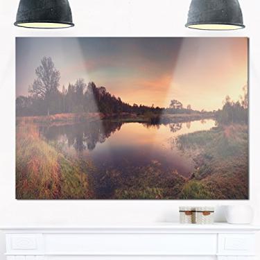 Imagem de Designart Arte de parede de metal com bordas amarelas para paisagem de montanhas da primavera - 50 x 30 cm, 50 x 30 cm