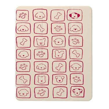 Imagem de Dog Paw em capa quadriculada rosa compatível com iPad 9ª 8ª geração 10,9 polegadas 2021-2018, capa engraçada com suporte de três dobras + porta-lápis para meninos e meninas, iPad Air6 11 polegadas