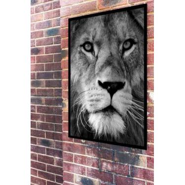 Imagem de Quadro Decorativo Leão Preto E Branco - 70X50Cm - Quadros On-Line