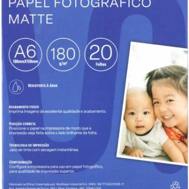 Imagem de Papel Fotográfico Matte 10x15cm 180g 20 Folhas Multilaser Pe047