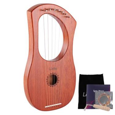 Imagem de Lyre Harp LIEKE de 7 cordas com chave de afinação, cordas de metal e b