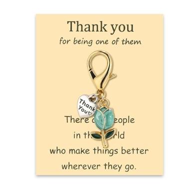 Imagem de Chaveiro Thank You Bulk Thank You Gifts for Women Flower Keychain Tulipas Chaveiros Fofos Berloques para Bolsas, Bolsas, Berloques, Mochilas Femininas, Azul, G