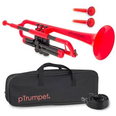 Imagem de PINSTRUMENTS Trompete de plástico | Bocal 3c e bocal 5c com uma bolsa de transporte | Aderência ergonômica confortável | Som autêntico Bb para estudantes e iniciantes | Construção ABS durável |