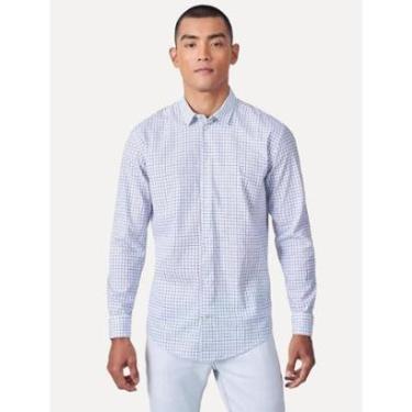 Imagem de Camisa Reserva Masculina Office Enxuto Grid Duplo Dust Azul-Masculino